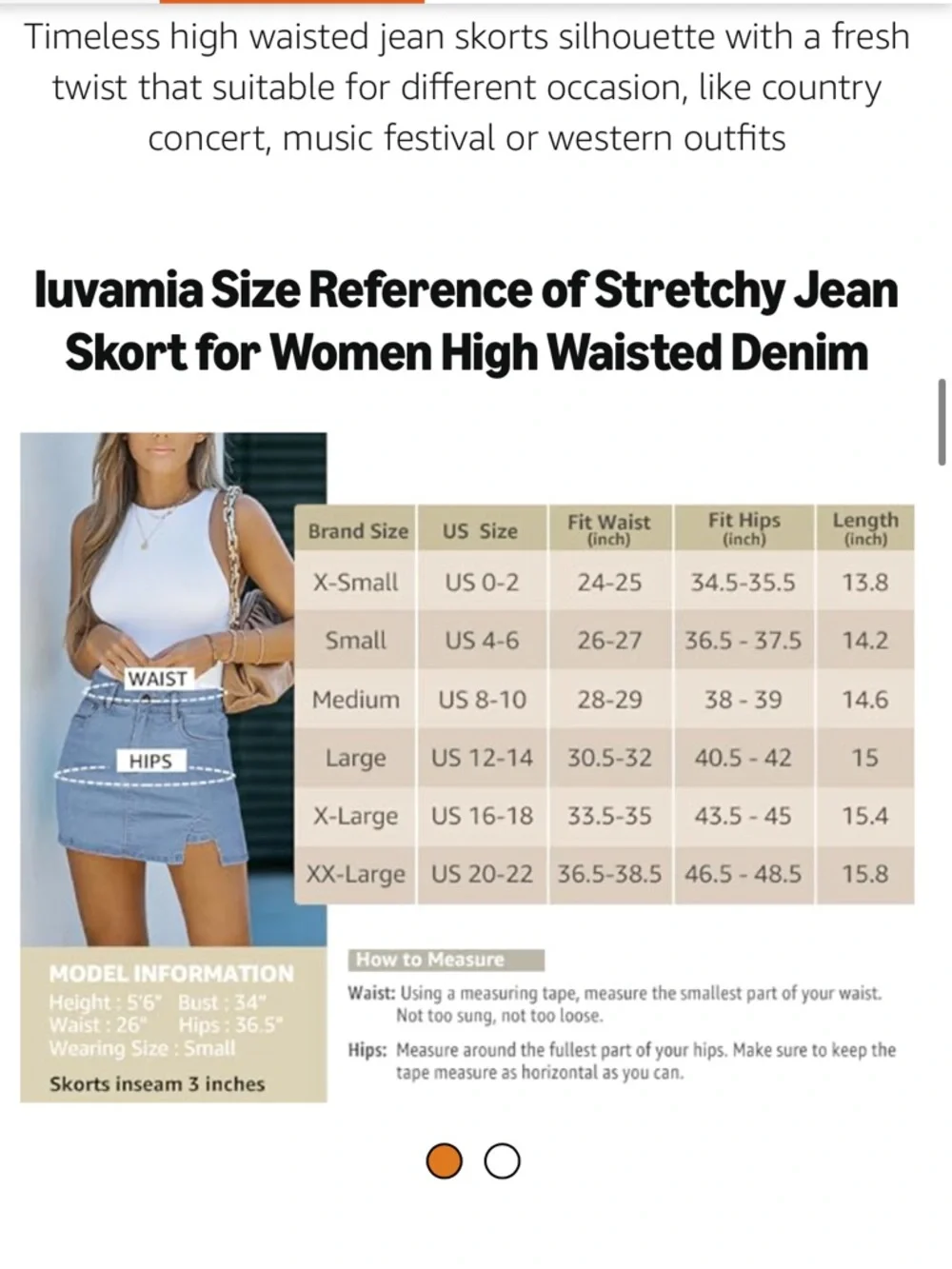 Classic Blue Denim Mini Skort Plus Size XXL Jean Skirt w Shorts & Slit - NWOT - Picture 13 of 16